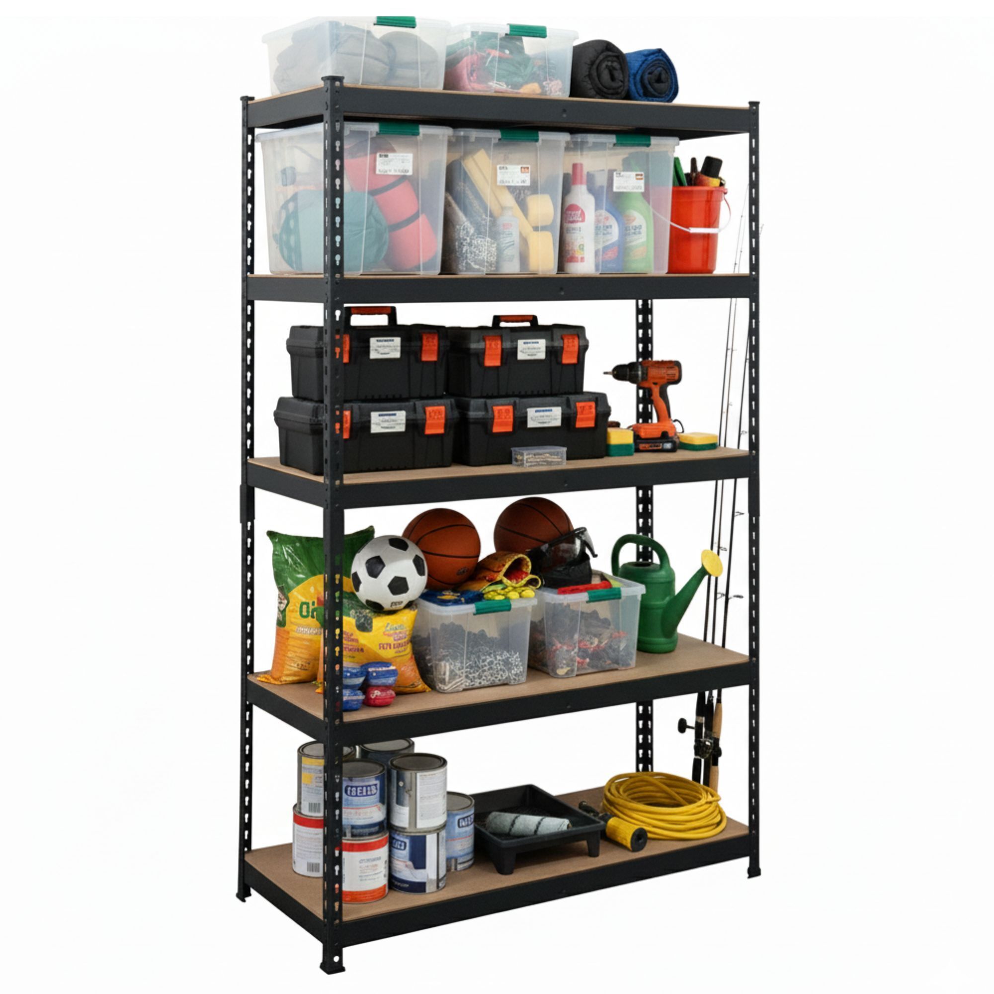 Ar Shelving 5-Tier Rack — 40in. x 72in. x 20in., 2,500-Lb. Capacity, Matte Black, Adjustable Shelves, Model# TRCD18515KFUS0I